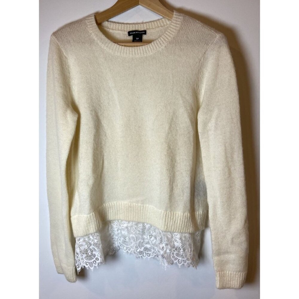 NWOT Club Monaco Sweater Wool Blend Lace Cream Size Small S New